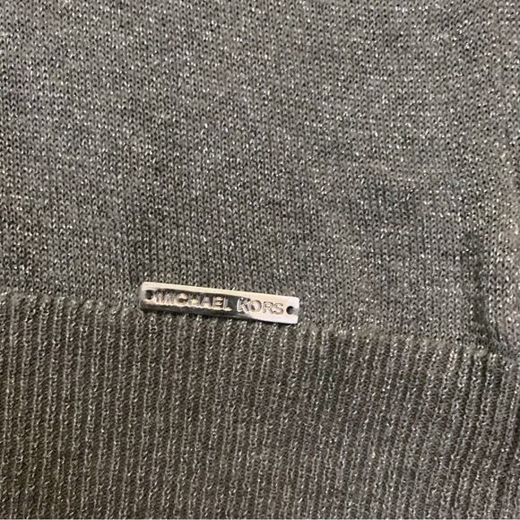 Michael Kors Turtleneck Cowl Long Sleeve Metallic Silver Gray Sweater Small - Picture 4 of 11